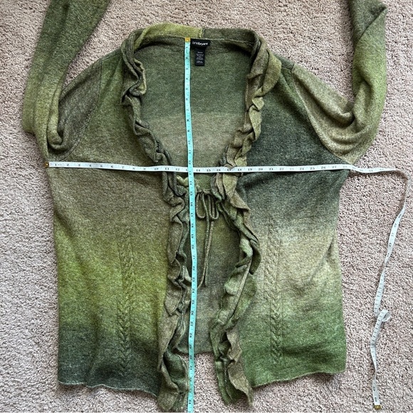 Lane Bryant Green Ombre Front Tie Ruffle Cardigan Sweater 22/24 - Picture 7 of 8